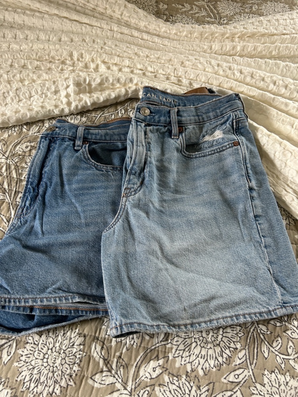 American Eagle Light Blue Denim Jeans with Embroidered Waistband
